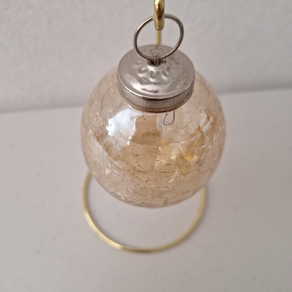 Vintage Kugle Style Mercury Crackle Glass Ball Christmas Gold Ornament 4", Heavy - Picture 4 of 16